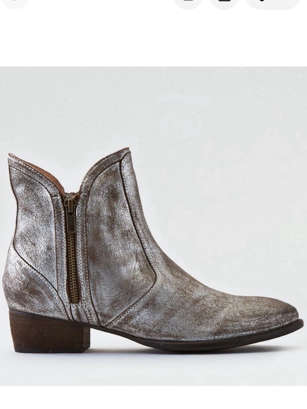 Seychelles Anthropologie lucky penny distressed metallic leather ankle boots